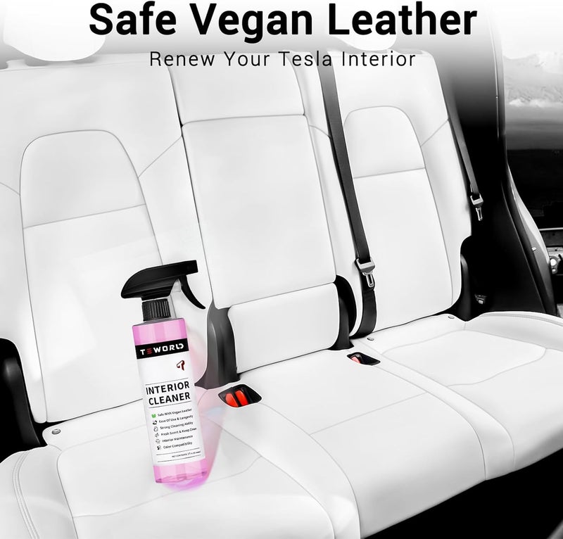 teworld Tesla Seat Cleaner Remover Stain Biodegradable, Safe on White & Black Vegan Leather, Tesla Interior Cleaning Products for Seats, Console, Dash, Tesla Model 3/Y/S/X Accessories for 2025 | 2026 - Image 3